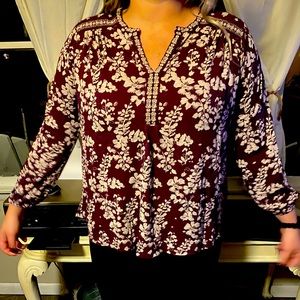 Lucky Brand Floral Blouse. Dark Purple